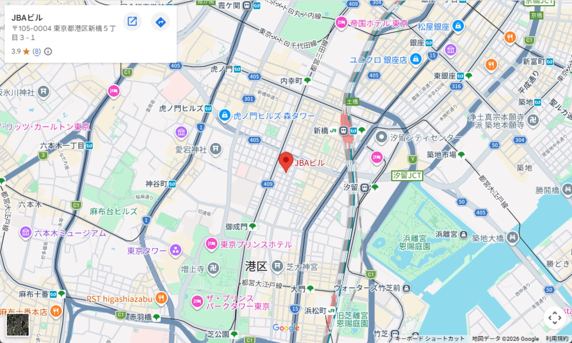 東京本社の地図
